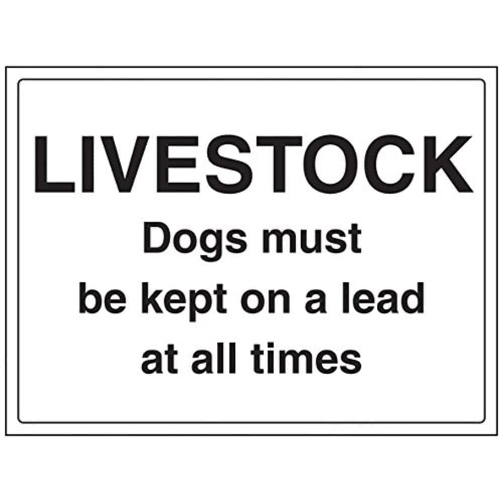 V Safety Livestock Dogs Must Be Kept On A Lead At All Times Sign - 400mm x 300mm - 1mm Rigid Plastic โ image 1