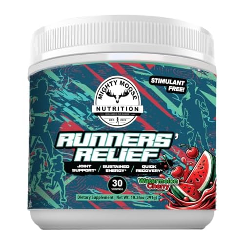 Runners’ Relief – Joint Support & Muscle Recovery Supplement – Glucosamine Chondroitin – Fasting Electrolytes – Stimulant-Free Pre/Post Workout Energy – Watermelon Cherry with Tart Cherry Extract