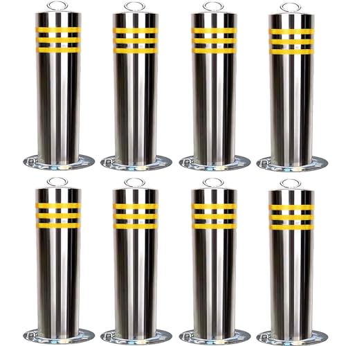 HDYZJQ 60 80 Cm Removable Bollard Post with Lock, Heavy Duty Traffic Delineator Post with Base, Steel Safety Bollards for Parking Lot/Driving Training(8pack,H65cm/25.6in)