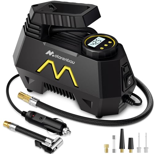 Tire Inflator Portable Air Compressor, 9.8Ft Cord-12V DC-Powered Air Pump for Car Tires, Car Accessories-Auto Fast Pump with Digital Pressure Gauge, LED Light for Car, Motorcycle Bicycle Ball Balloons