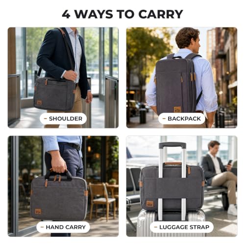 Laptop Bag | 3-In-1, Up to 17.3 Inch Laptop Messenger Bag for Business/Work/Travel, Convertible Backpack Briefcase Water resistant Canvas Laptop Backpack by ELK - Used condition - Image 3