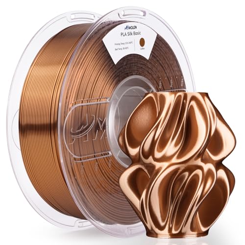 Image of AMOLEN Silk PLA Filament 1.75mm 3D Printer Filaments, Shiny Coffee Gold Filament for 3D Printing, 1kg(2.2lbs) Spool, Compatible with Most FDM Printer(Silk Coffee Gold)