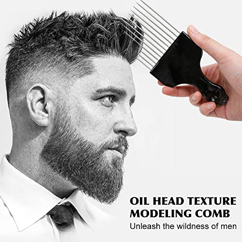 Hongwen Hair Pick Comb Professional Afro Curly Stainless Steel Detangle Styling Tool African Salon Wide Teeth Insert Hairdressing Braid Wig #TOP5