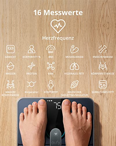 ANKER eufy Smart Scale P2 Pro, smarte Körperfettwaage, Schwarz – Ansicht 2