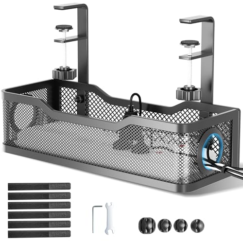 Cable Management Under Desk Tray, No Drill Cable Management Box W...