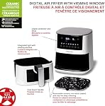 Friteuse à air électrique numérique Starfrit - Capacité de 4,2L - Surface antiadhésive en céramique - 8 fonctions préréglées - Fenêtre de visualisation - 1400W