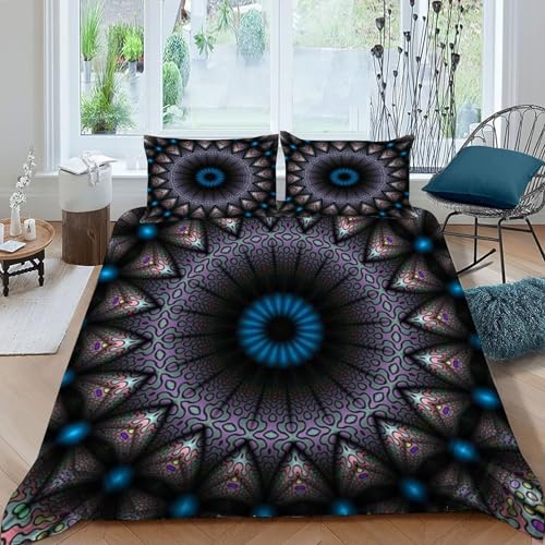 Parure de lit microfibre 200x200cm imprimé bohémien avec 2 taies d'oreiller - 3