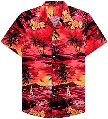 Alimens & Gentle 100% Cotton Regular Fit Short Sleeve Casual Hawaiian Shirt for Men