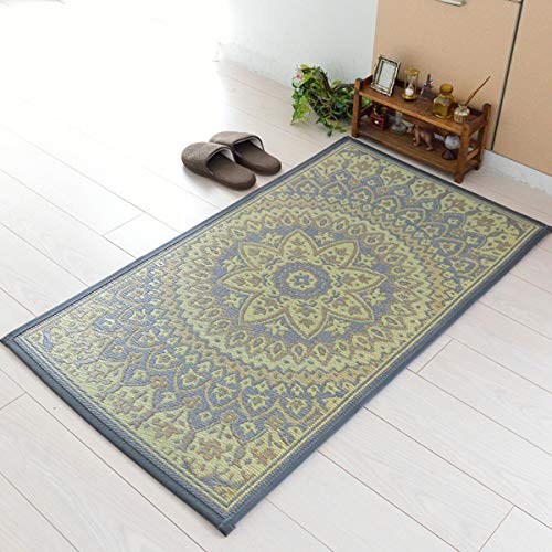 なかね家具 い草 マット グレー 防臭 抗菌 防汚 クラシック調 ヨーロピアン 北欧 日本製 純国産 玄関 エントランス 折りたたみ 井草 和風 和モダン 涼感 オールシーズン 約70×120cm 222fcircle