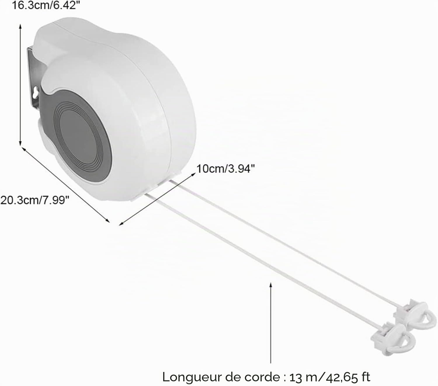 Corde à Linge Mural Extérieur, Double Fil à Linge Rétractable de 26 Mètres(2 x pour Intérieur et Extérieur, Jardin, Terrasse, Buanderie, CampingInsta, Installation
