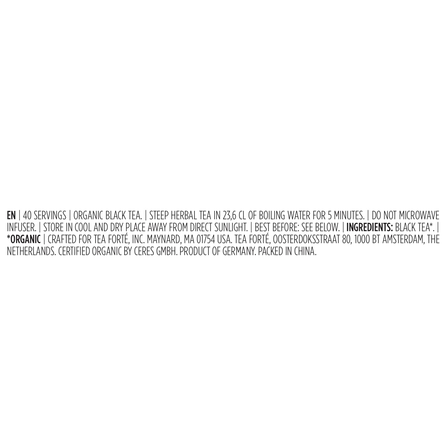 Tea Forte | Pack de 40 pirámides de infusión | Té orgánico | Bulk Pack (ESTATE DARJEELING) | Pack de 48 pirámides de infusión