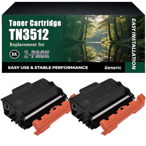 TN3512 Toner Cartridge Work for Brother DCP-L5500DN MFC-L5700DW MFC-L5200DW Printers, High-Capacity 12000 Pages, Clear lines (2-Pack Black)