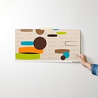 Vista 7 de Muestras de papel tapiz removibles - Tan Geométrico Mod Retro Atómico Abstracto de mediados de siglo Vintage Verde Marrón Naranja Círculos Turquesa