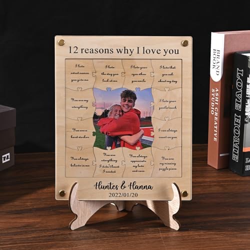 TINGKU 12 Reasons Why I Love You Puzzle Photo Frame I Love You for Him Meaningful gift for boyfriend girlfriend Sentimental