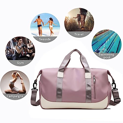 Keyck Bolsa Deporte con Compartimento Zapatos y Bolsillo Húmedo, Bolsa de Deporte para Hombre y Mujer, Bolsa de Viaje Grande Macuto Deporte, Impermeable Mochila Gimnasio Fin de Semana, Rosado Violeta - imagen 5