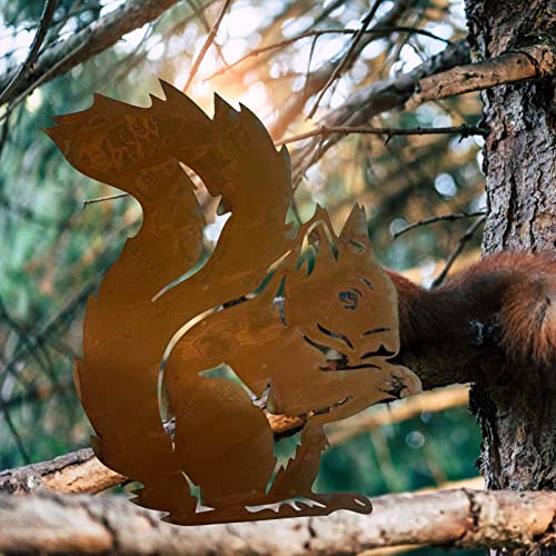 10 Pcs Decoração de jardim de esquilo de metal | Silhueta animal Design de jardim elegante - Estacas