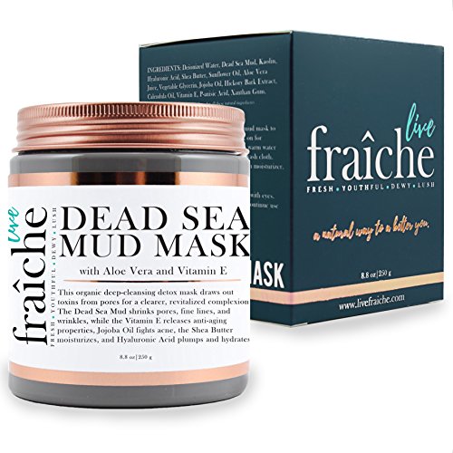 Live Fraiche Organic Dead Sea Mud Mask Facial & Body Cleanser- 8.8Oz -Fight Breakouts Acne Blackheads & Reduce Pores/Lines/Wrinkles - Pure & Natural To Tighten & Tone See Clearer Brighter Younger Skin #TOP1