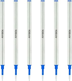 Recargas de caneta esferográfica de 11 cm, ponta fina de 0,5 mm, refil de tinta azul refil de caneta substituível, ponta média (pacote com 6)