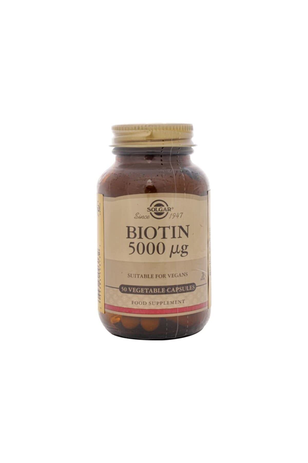 Solgar Biotin 5000 mcg Vegetable Capsules - High Strength Formula - Supports Hair Growth, Glowing Skin, Energy & Vitality - Health Supplement - Sugar Free - Suitable for Vegans - Pack of 50