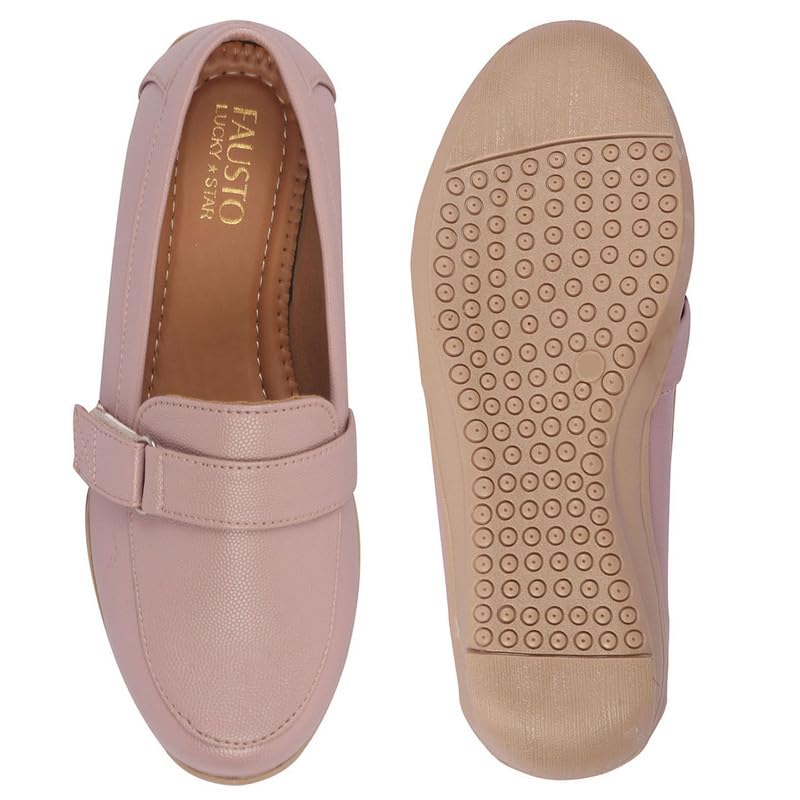 Image of FAUSTO Women's Comfortable Formal Adjustable Strap Hook and Loop Slip On Shoes|Party Shoe|Office Shoe