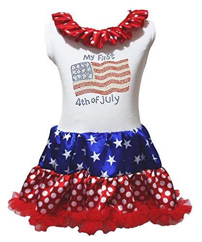 Vestido de estrellas para niña con camiseta roja y azul de fiesta patriótica de 1 a 8 años