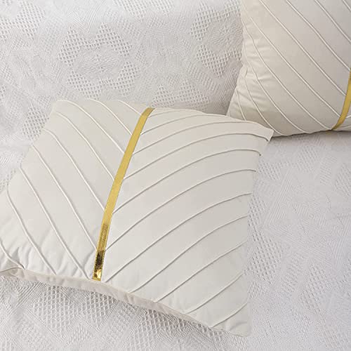 Image of Velvet Throw Pillow Covers 22x22 inch Pack of 2 Gold Decor Beige