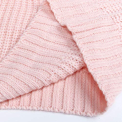 shermie Womens Sweaters Colorblock Stripe Pullover Long Sleeve Crewneck Knitted Sweaters (Grey/Off-White/Pink) Small