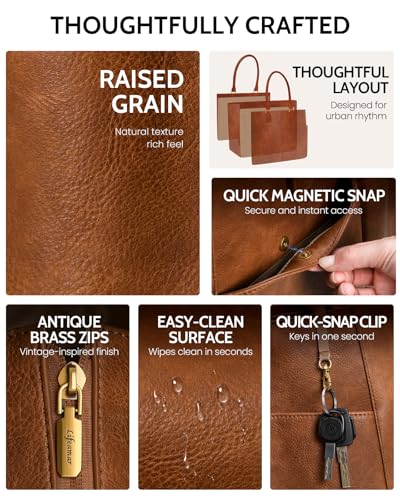 Image of Laptop Tote Bag for Women, Leather Work Tote with Padded Laptop Compartment, Cup Holder, Office Computer Briefcase