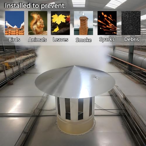 Chapeau de cheminée en acier inoxydable avec grille de toit - 6