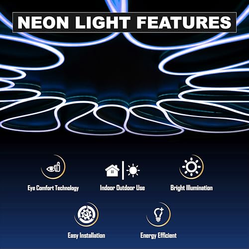 Image of Forus 5 Meter LED Neon Strip Light Blue - Waterproof Flexible Cuttable Rope Light for Wall Decor, Outdoor Lighting, Diwali Lights, Festival Decoration, Room & Shop Signage - 6 Month Warranty