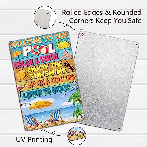 Cartel metálico decorativo para piscina 12x8 pulgadas miniatura 3