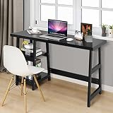 Bureau d'ordinateur, Bureau de Travail avec étagère, pour étudiants et Travailleurs, Style Moderne, Table d'ordinateur Portable avec 2 étagères pour la Maison, Le Bureau, Noir, 120 x 51 x 74 cm