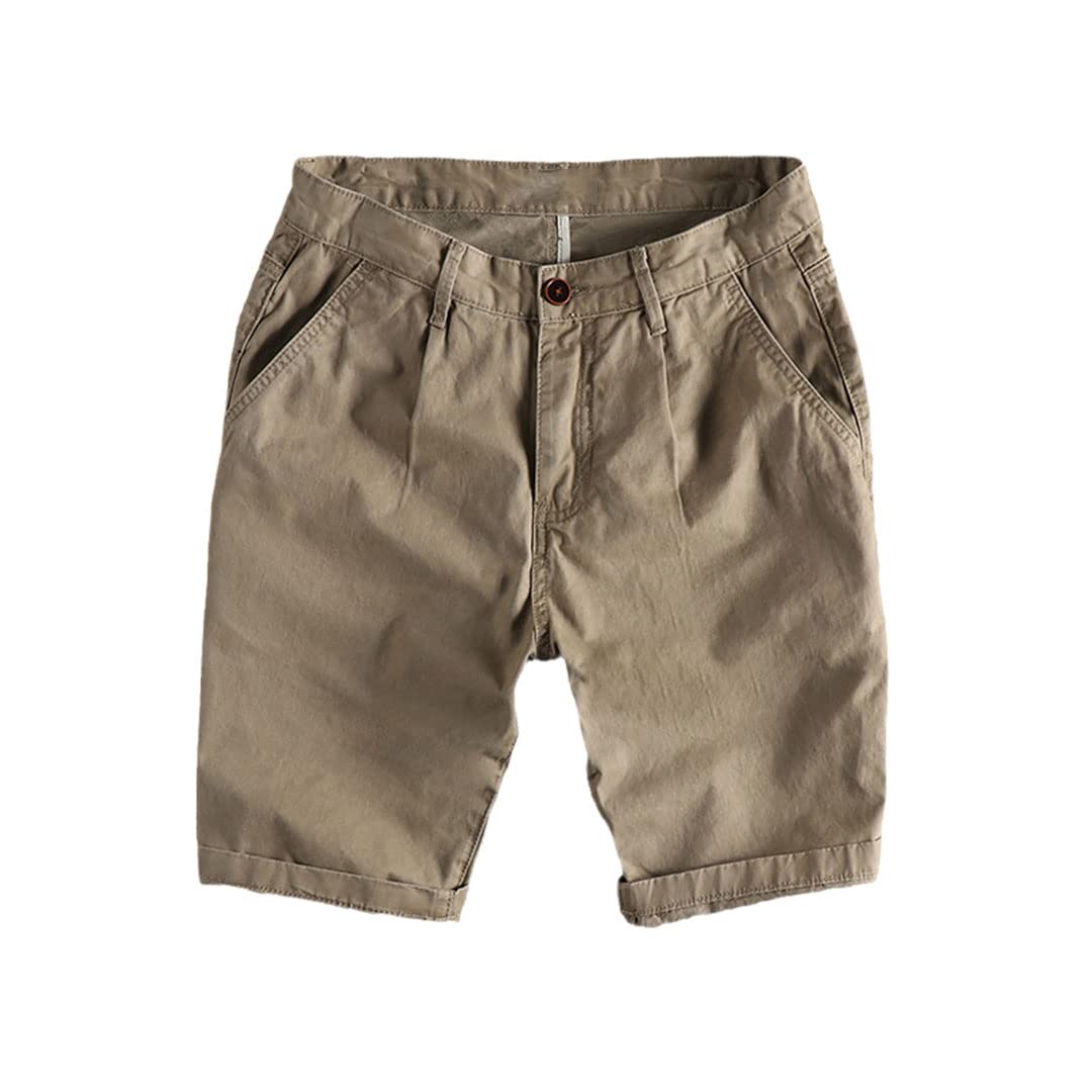 Męskie spodenki na co dzień, pięcioczęściowe, Khaki, 38