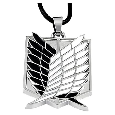 Hanessa Imitation Leather Necklace Anime Attack on Titan Wing Pendant Blue White Gift For Boys/Girls/Teenagers/Anime Fan/Japanese Comic Cover