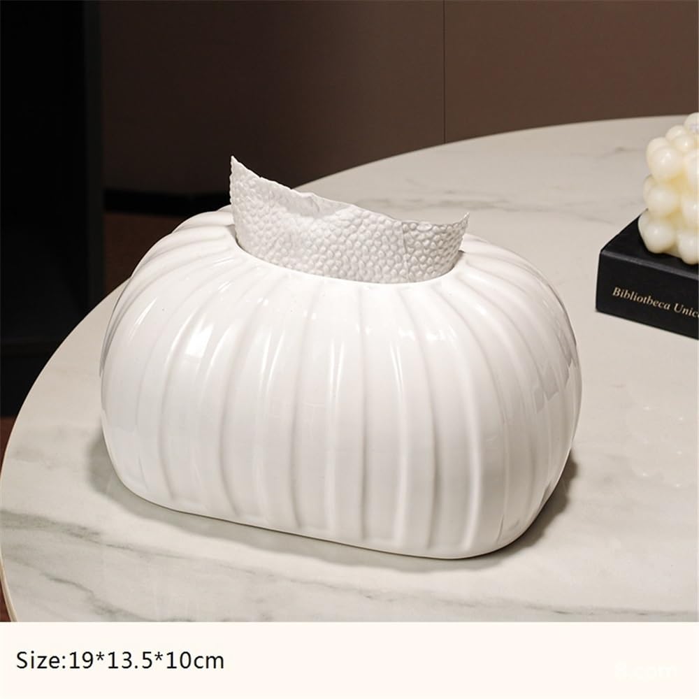 Pudełko na chusteczki higieniczne Ceramiczna tekstura w paski Dom Salon Biuro Organizer na biurko Czarny, biały uchwyt chusteczki(Black)