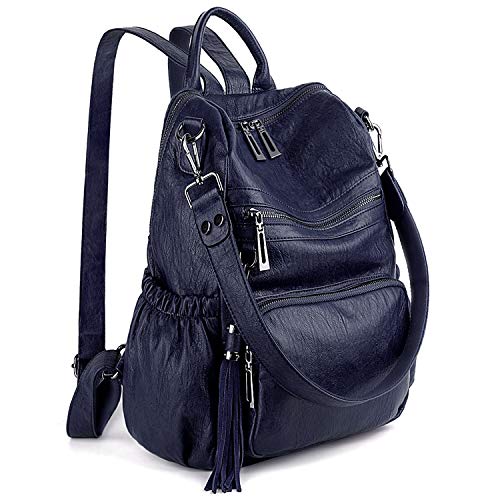 Image of UTO Women Backpack Purse Leather Vegan Ladies Fashion Designer Rucksack Convertible Travel Shoulder Bag with Tassel