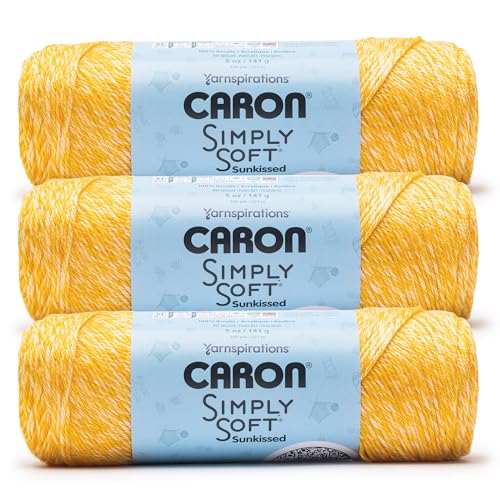 Image of Caron Simply Soft Sunkissed Pineapple Tonal Yarn - 3 Pack of 141g /5oz - 100% Acrylic - #4 Worsted (Medium) - 248 Yards - Knitting /Crochet