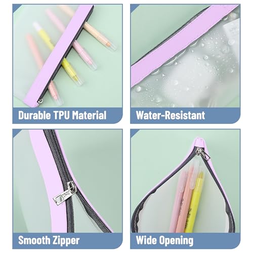 Image of Mr. Pen- Clear Pencil Pouch, 8.50 inchx4.25 inch, 6 Pack, Durable TPU Material | Medium Water-Resistant Pencil Bags with Smooth Zipper, Multipurpose Clear Pouch for Stationery, School, Office