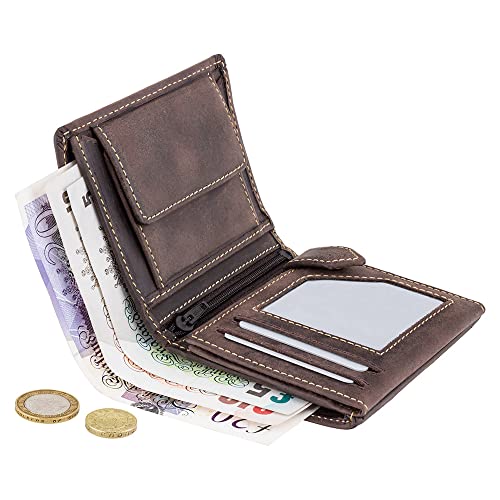 Visconti Men's Hunter Distressed Oiled Leather Wallet / Notecase # 708 - Oiled Brown4