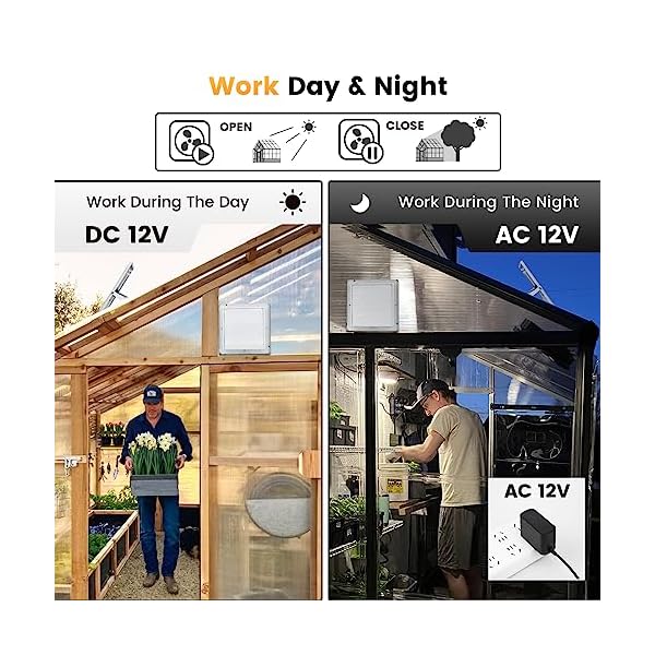 Solar Powered Fan, Large 8“ Solar Exhaust Intake Fan Kit for Greenhouse, Waterproof Fans with 24/7 hrs On/Off Switch Cable, Cooling Ventilation for Chicken Coop, Shed, Garbin,Outside/Inside - Image 3