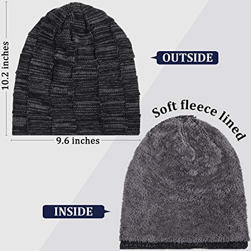 Gorro de invierno para hombre Geyoga de punto holgado y forro polar lote de 4 piezas 2