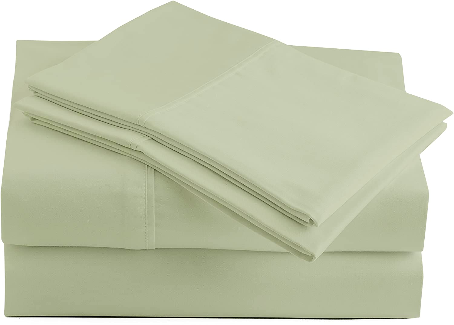 Olympic Queen Sheets Set, 100% Egyptian Cotton, Luxury 600 Thread Count, 4 Pc Super Queen Sheets Sets, Soft & Breathable, Snug Fit, 16" Deep Pocket Fitted Sheet, 2 Pillowcases & 1 Flat Sheet, Sage