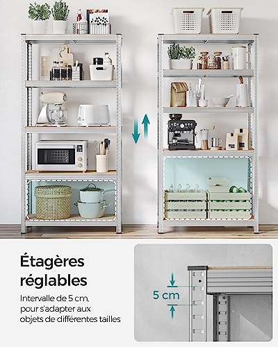 Étagère de rangement en acier argent 5 niveaux haute capacité - 6