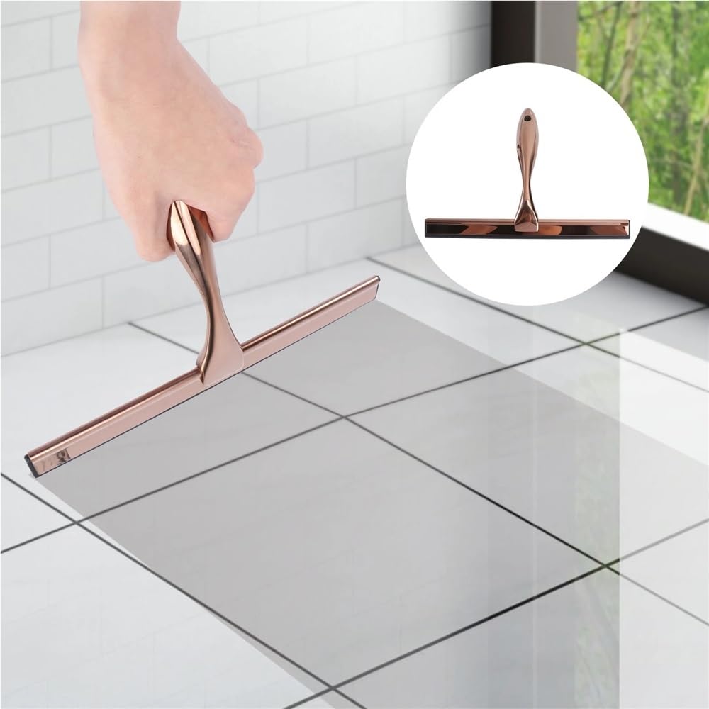 Limpiaparabrisas de Acero Inoxidable, Vidrio, Bronce, Silicona, raspador baño for el hogar, escobilla Ducha for Espejo, Multiusos