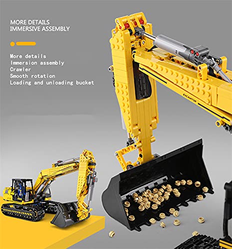 XJJY Technic Heavy-Duty Bagger Spielzeug-LKW-Modell, 1830-teiliges Baufahrzeug-Bauset 2,4 GHz/APP RC-Bagger-Bausteine… – Bild 5