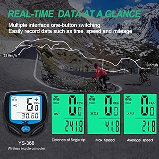 DINOKA Contachilometri Bici Senza Fili, Computer di Bicicletta Impermeabile, Tachimetro Wireless con Display Retroilluminato, Tracciamento Distanza e Velocità