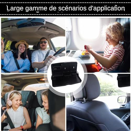 Tablette de siège auto voiture - Plateau repas pliable et support boissons - 4