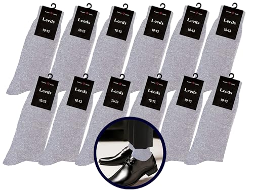 Men's Dress Socks Natural Cotton 12 Pairs LIGHT GRAY COLOR Formal Socks 10-134