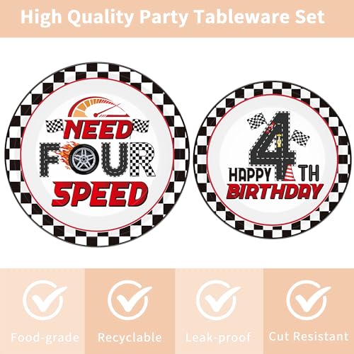 96 Pcs Need Four Speed Birthday Decorations, Race Car Plates Napkins Forks by EoBeCy - Used condition - Image 3