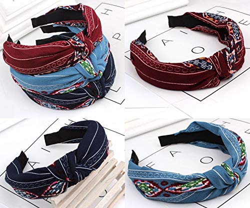 ZaoProteks ZP3501 Wide Plain Fashion Headbands Knot Turban Headband for Girls and Women (Different colors and pattern-A)